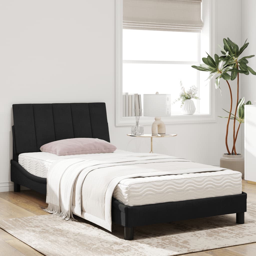Bett mit Matratze "Hanko" Hellgrau 80x200 cm Samt