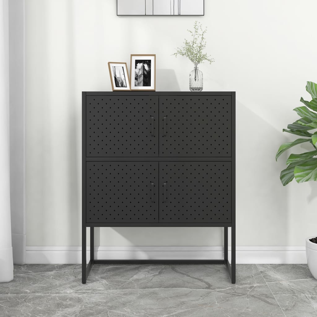 Highboard Schwarz 80x35x135 cm Stahl