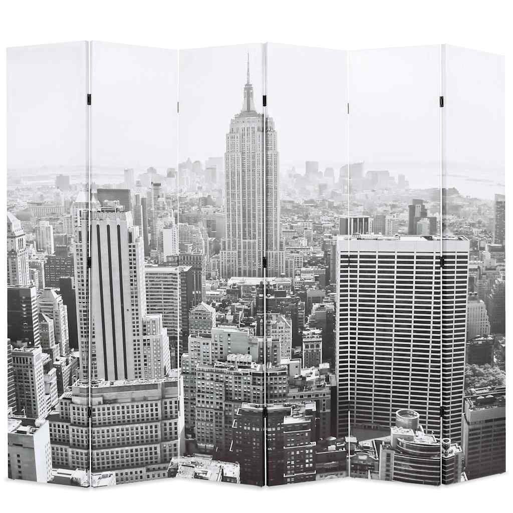 Raumteiler klappbar 120 x 170 cm New York bei Tag Schwarz-Weiß