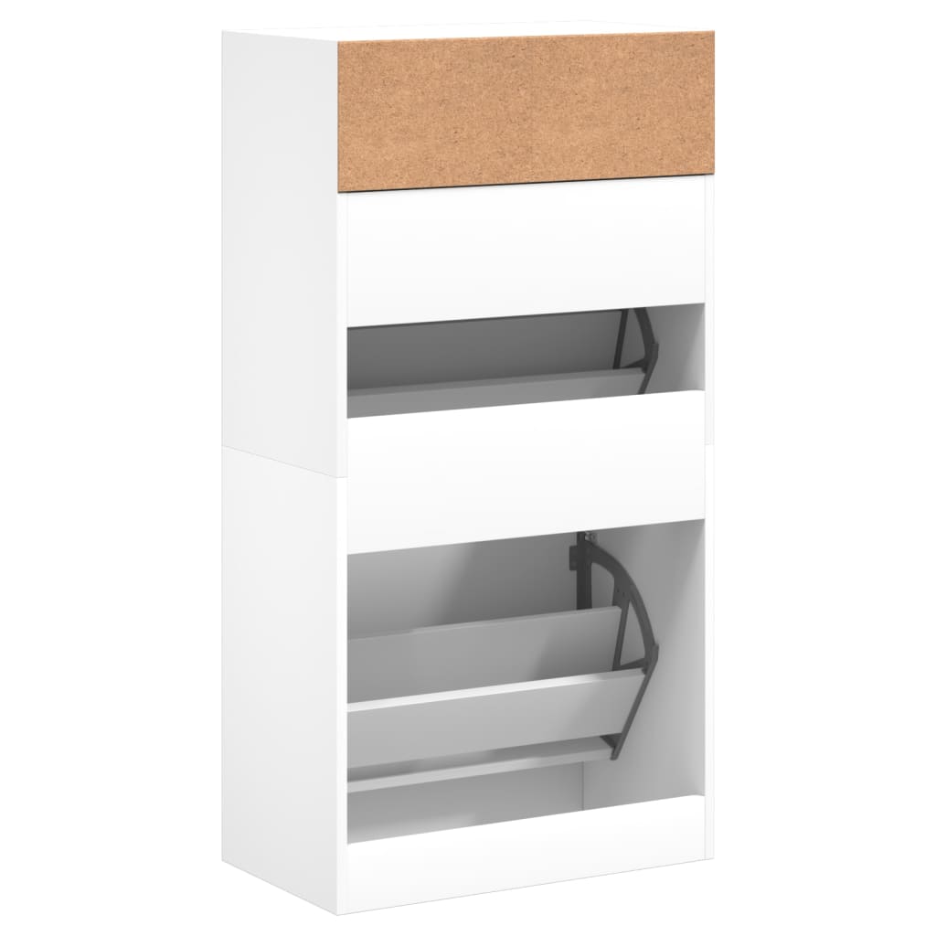 Schuhschrank mit 2 Klappen Weiß 80x34x116 cm