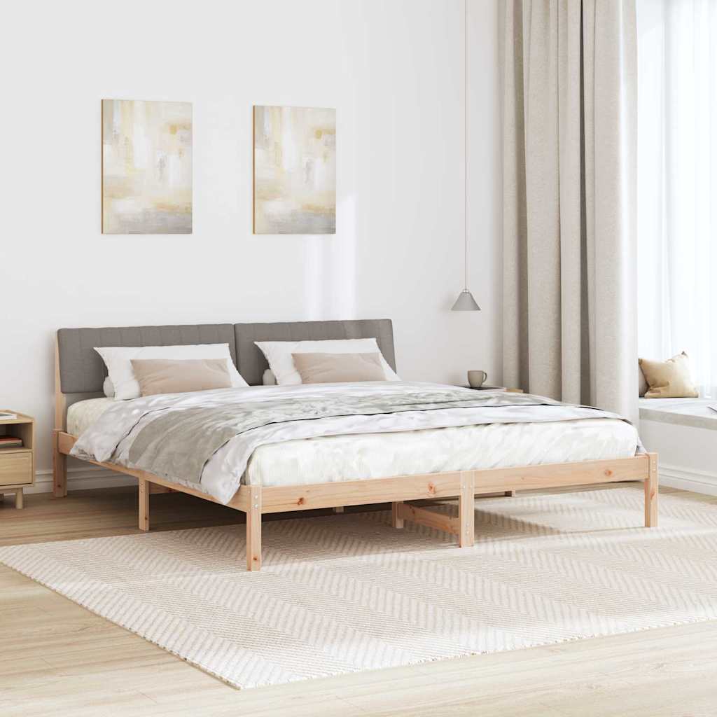 Bettgestell Braun und hellgrau 200 x 200 cm Massivholz Kiefer