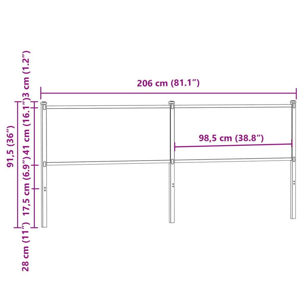 Ersatz-Kopfteil Räuchereiche 75 cm Holzwerkstoff und Stahl