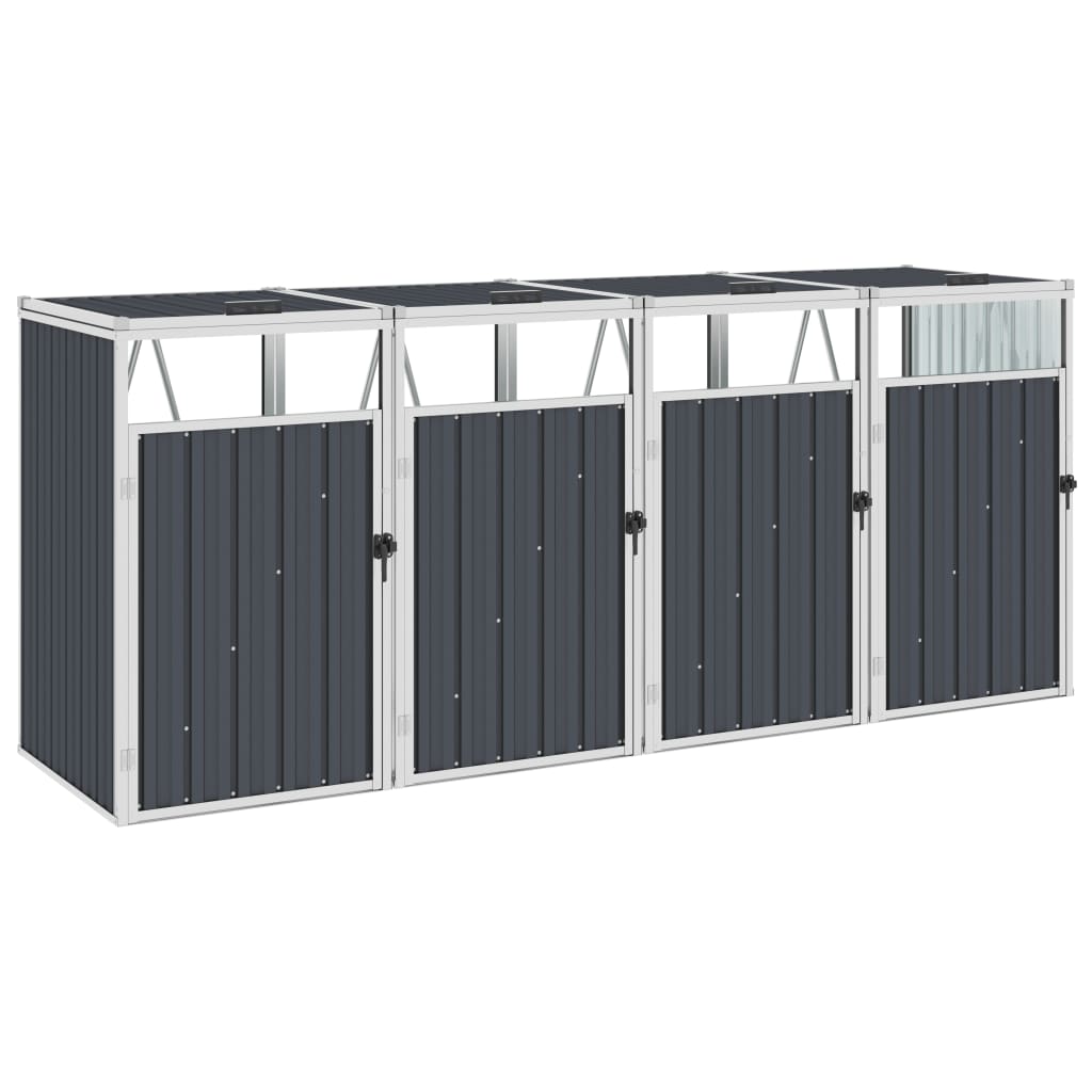 Mülltonnenbox für 3 Mülltonnen Grau 213×81×121 cm Stahl