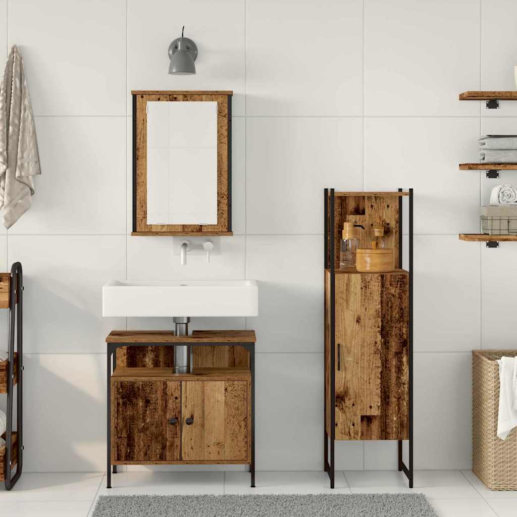 3-tlg. Badmöbel-Set Räuchereiche Holzwerkstoff