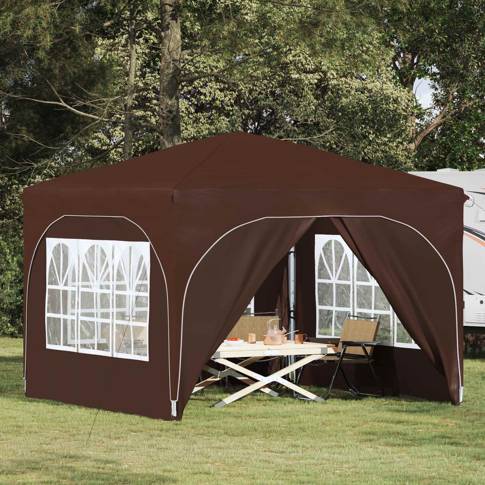Pop-up Partyzelt 290 x 290 x 245 cm Creme