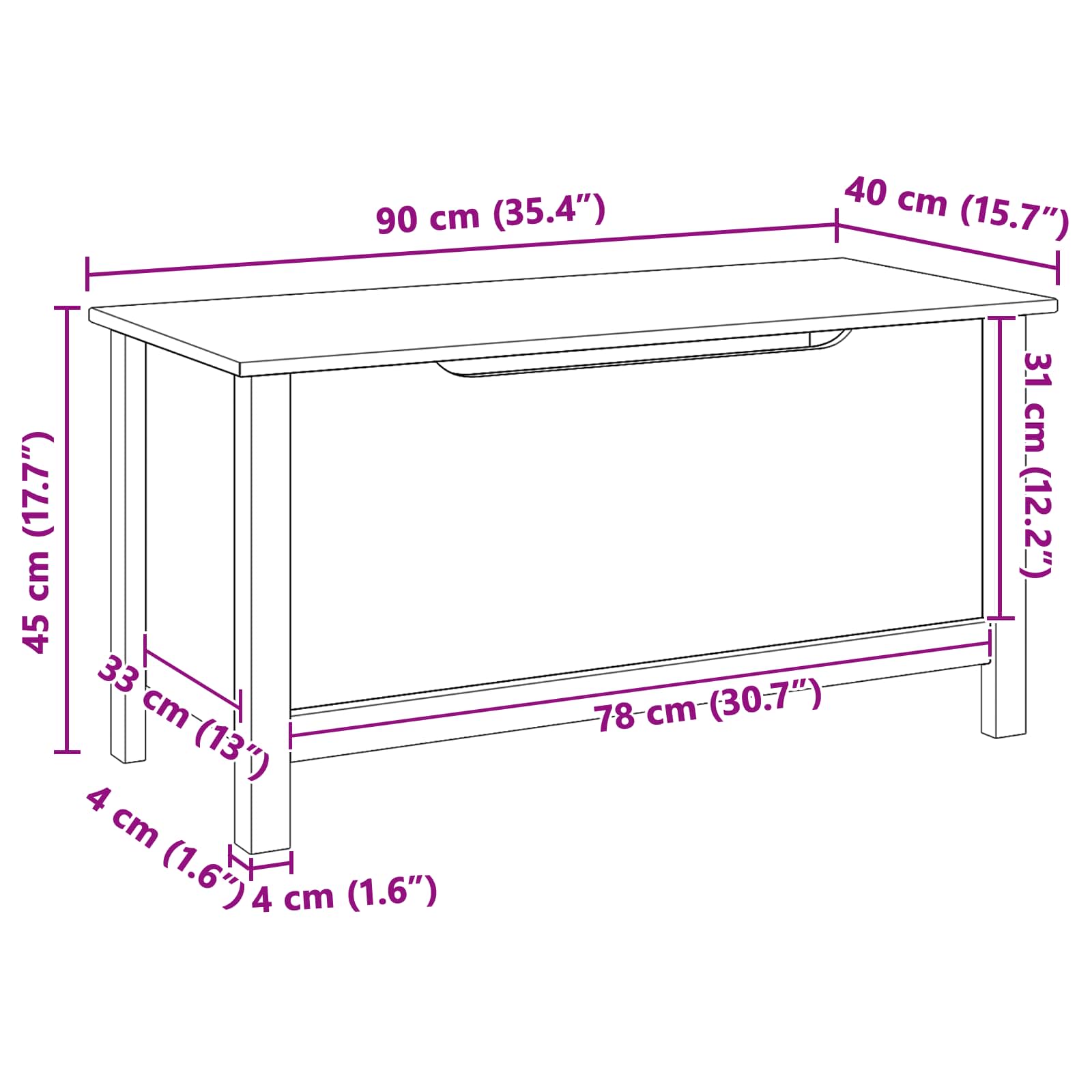 Aufbewahrungsbox mit Speicher HILL Honigbraun 90 x 40 x 45 cm