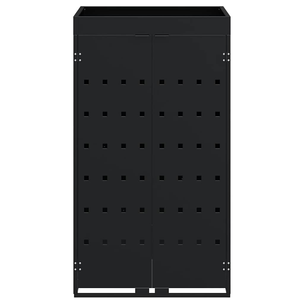 Mülltonnenbox für 2 Tonnen Schwarz 138x79x117 cm Stahl