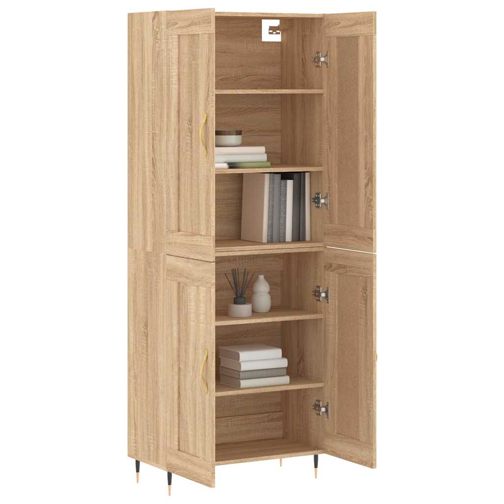 Highboard Betongrau 69,5x34x180 cm Holzwerkstoff