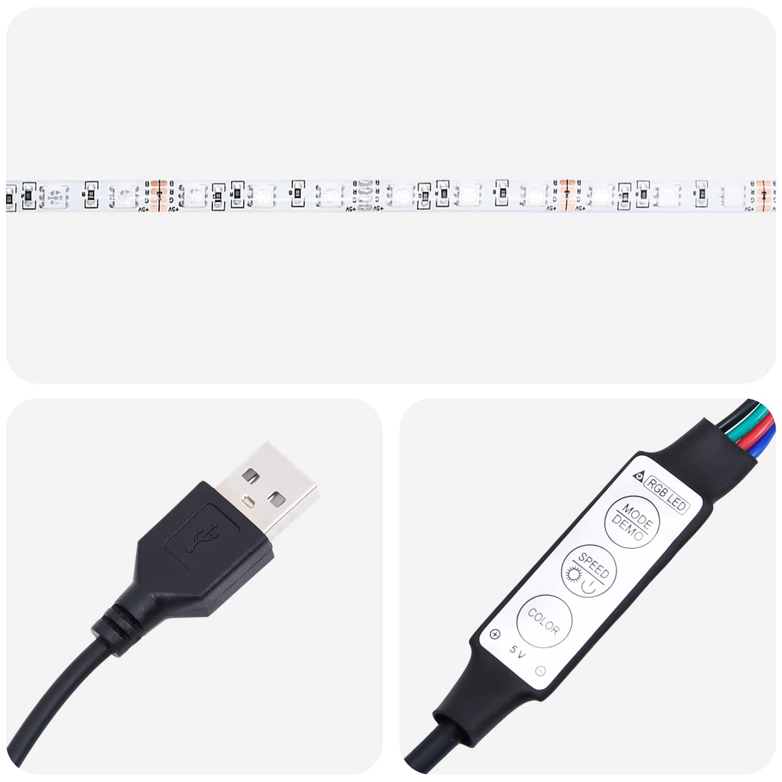 4-tlg. TV-Wohnwand mit LED-Leuchten Weiß