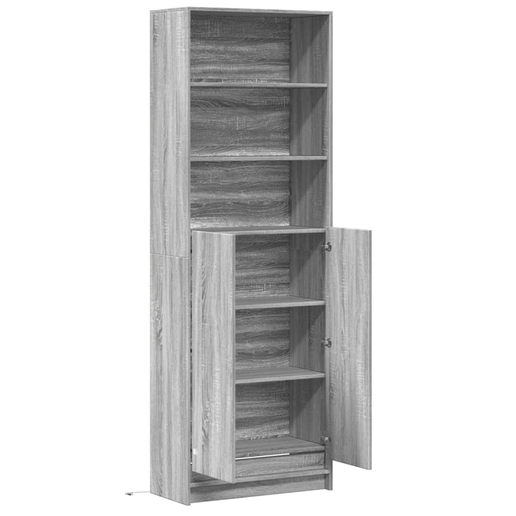 Highboard mit LED-Beleuchtung Weiß 69x32,5x200 cm Holzwerkstoff
