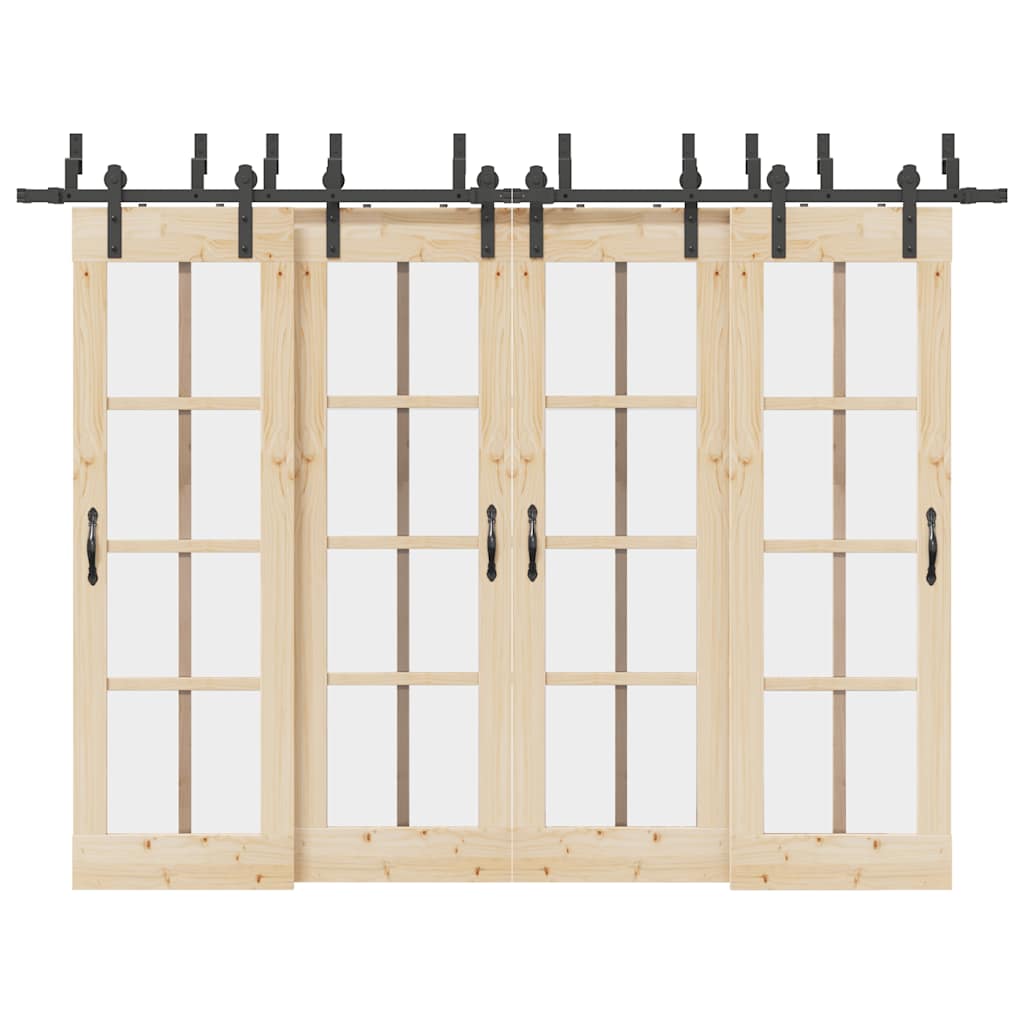 Schiebetürbeschlag-Set 183 cm Stahl Schwarz