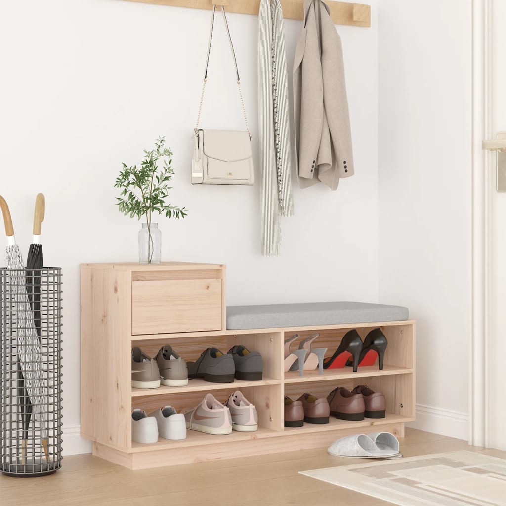 Schuhregal Honigbraun 110x34x61 cm Massivholz Kiefer