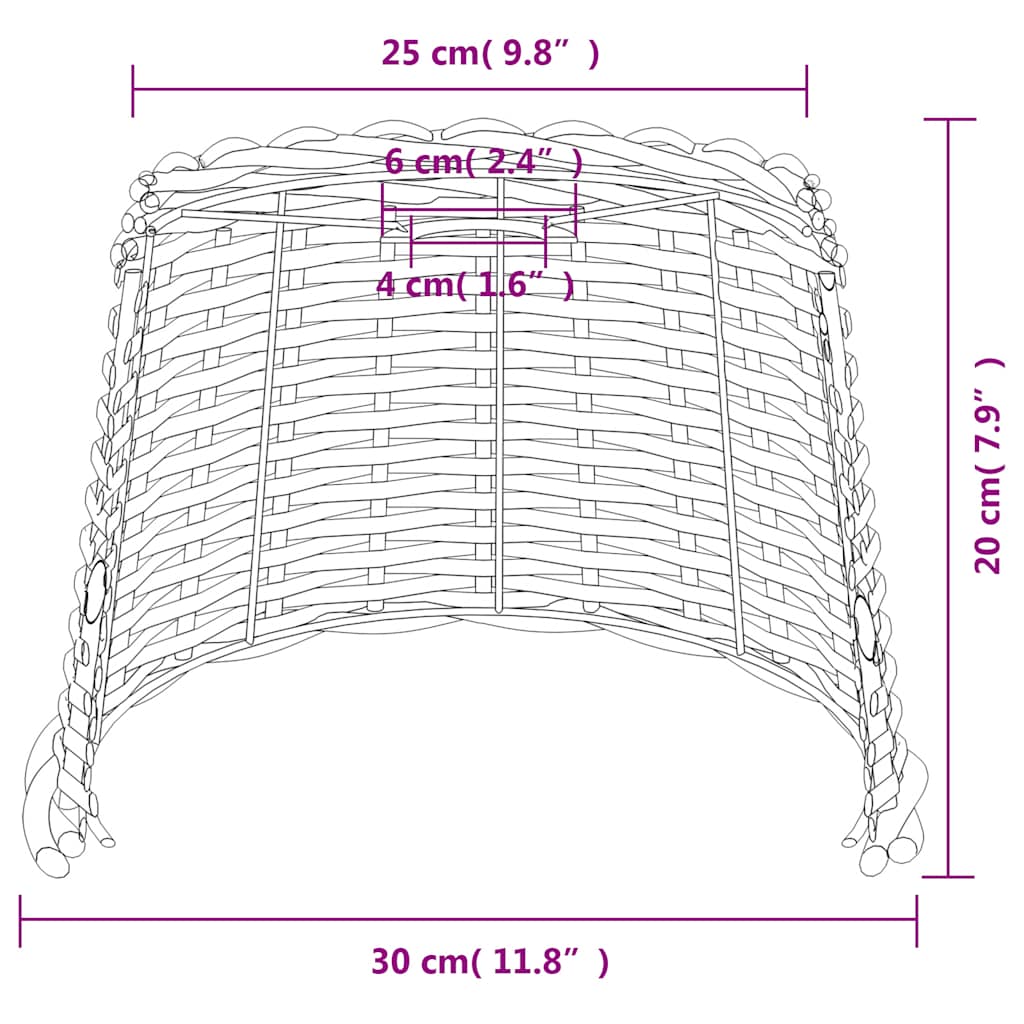 Lampenschirm Weiß Ø15x12 cm Korbweide