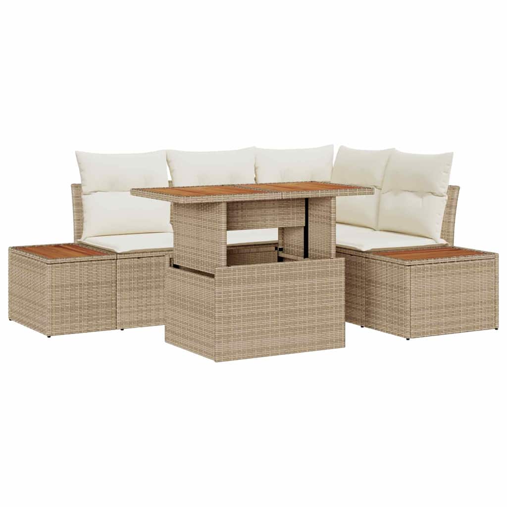 Garten Essgruppe mit Kissen 5 pcs Schwarz und Beige