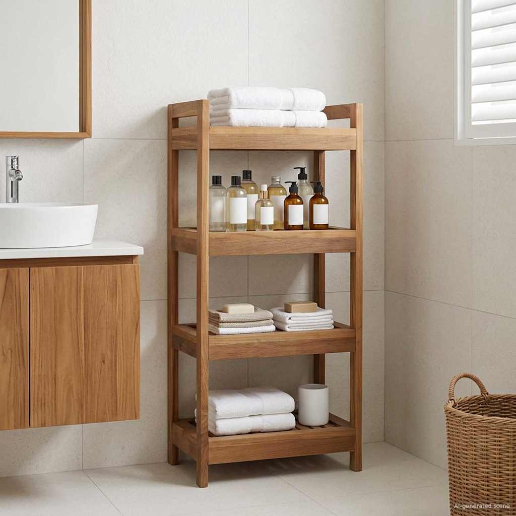 Badregal Natur 45 x 30 x 45 cm Massivholz Teak