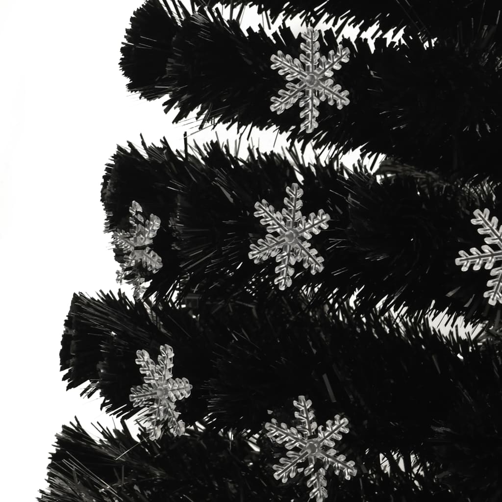 Weihnachtsbaum mit LED-Schneeflocken Schwarz 120 cm Fiberoptik