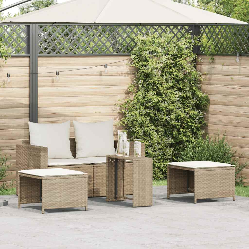 5-tlg. Garten-Sofagarnitur Kissen Stapelbar Schwarz Poly Rattan