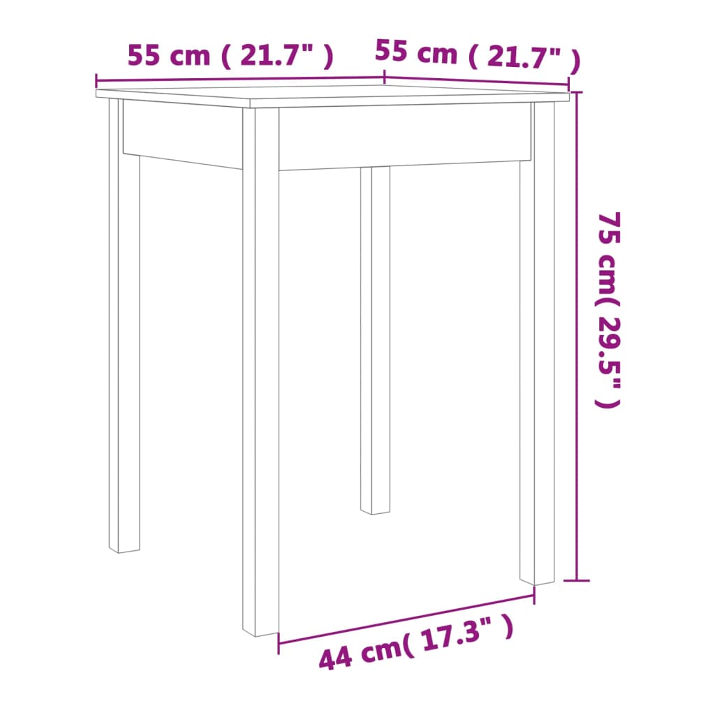 Esstisch 110x55x75 cm Massivholz Kiefer