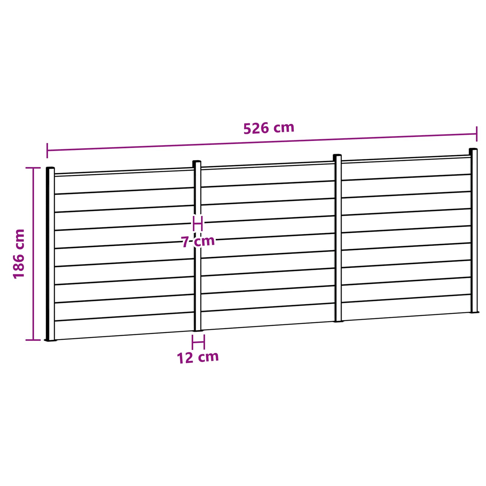 Zaunelement WPC 180x186 cm Schwarz