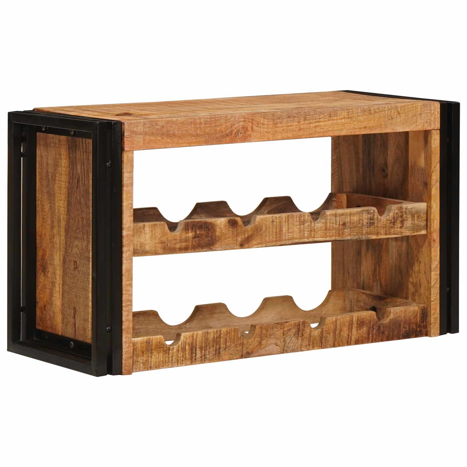 Weinregal Braun 60 x 45 x 33 cm Massives grobes Mangoholz