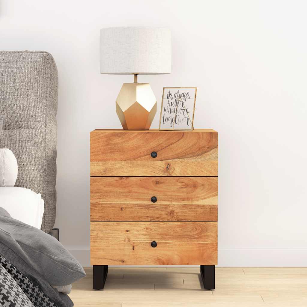 Nachttisch 50x33x62 cm Massivholz Mango & Holzwerkstoff