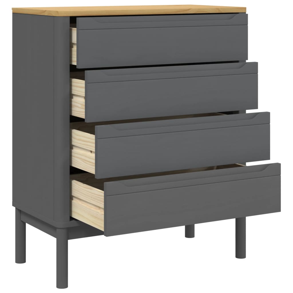 Kommode FLORO Wachsbraun Massivholz Kiefer