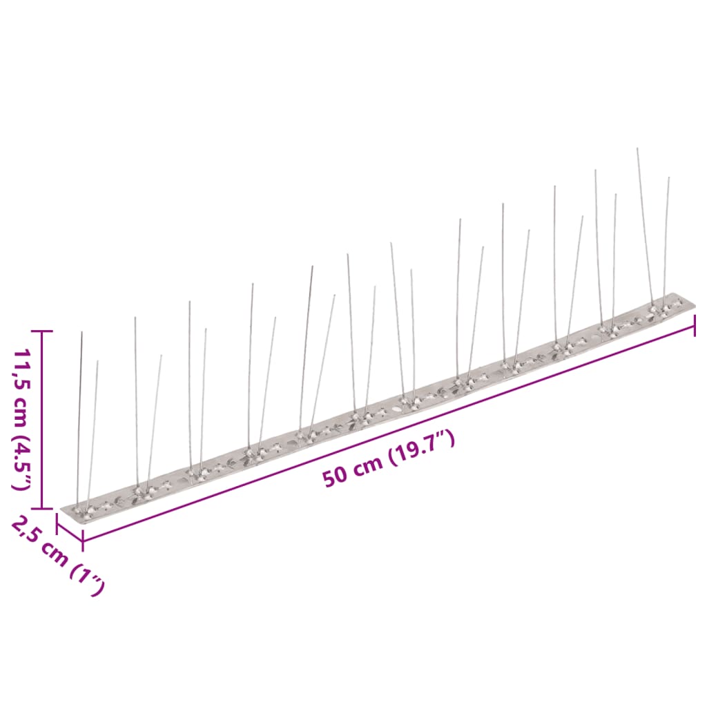 20-tlg. Taubenabwehr Spikes-Set Edelstahl 10 m 4-reihig