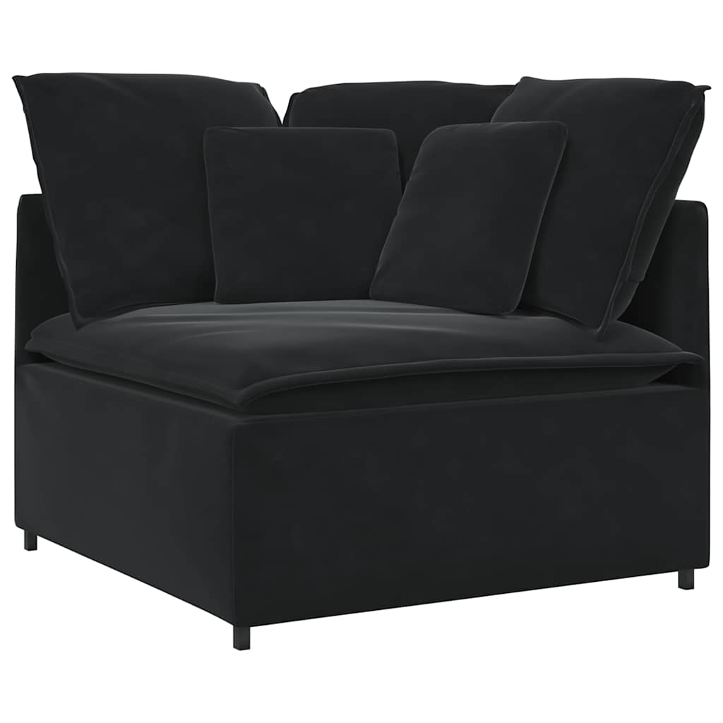 Modulares Sofa mit Fußhocker Kissen Samt Blau
