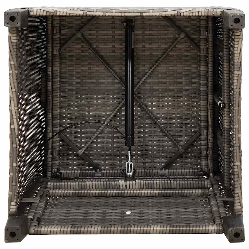 Gartensessel mit Beistelltisch Verstellbar Schwarz Poly Rattan