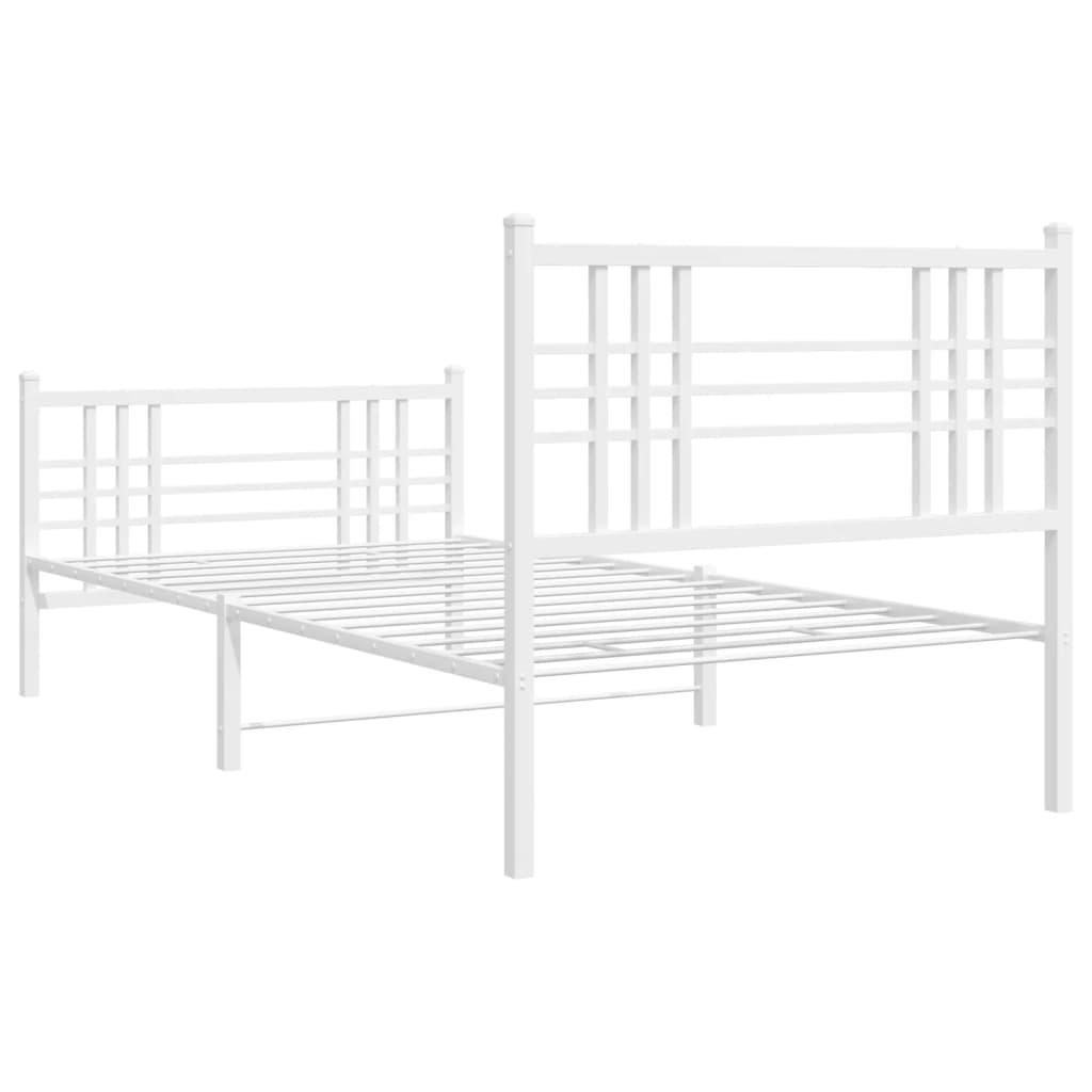 Bettgestell mit Kopf- und Fußteil Metall Schwarz 90x200 cm