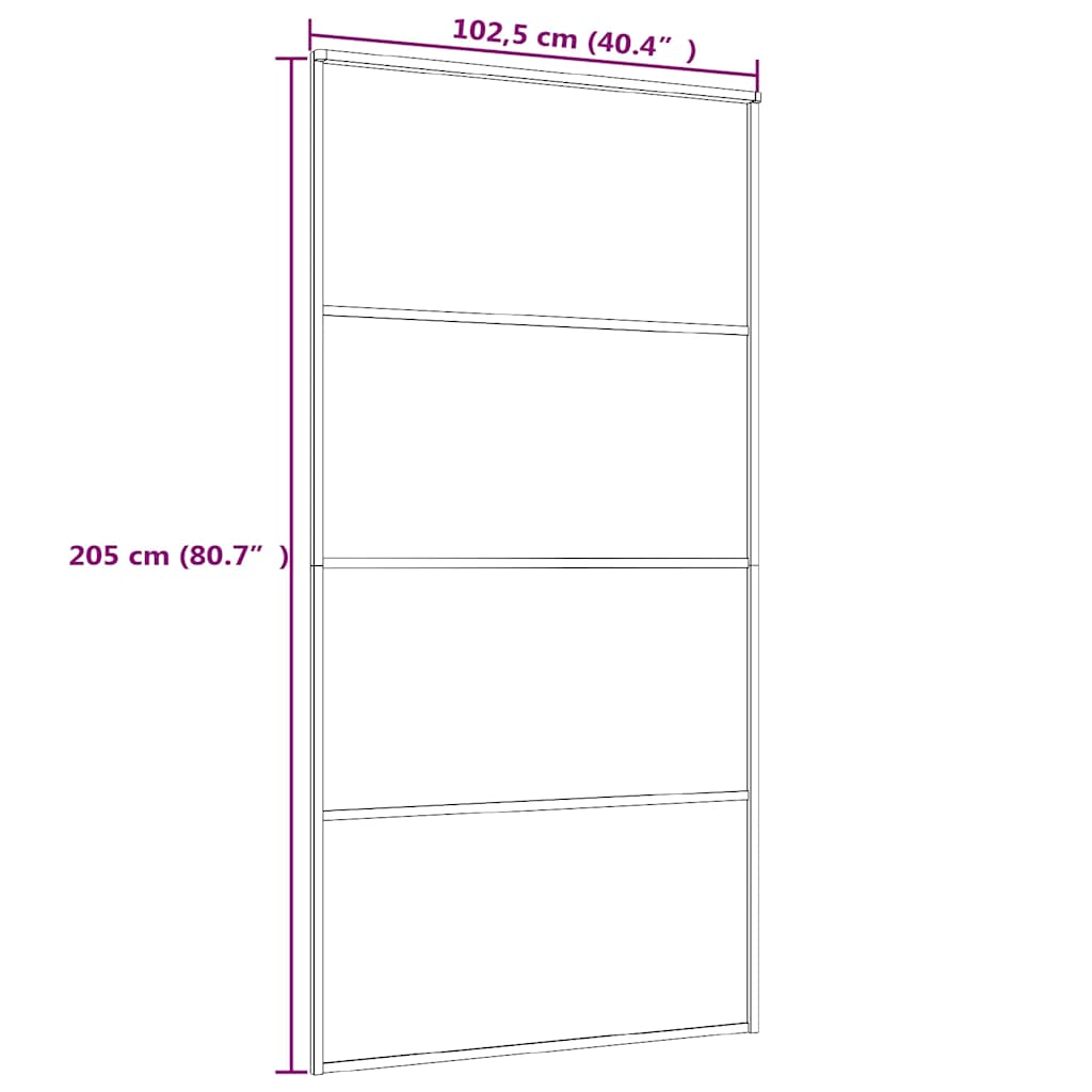 Schiebetür Aluminium und ESG Glas 90x205 cm Schwarz