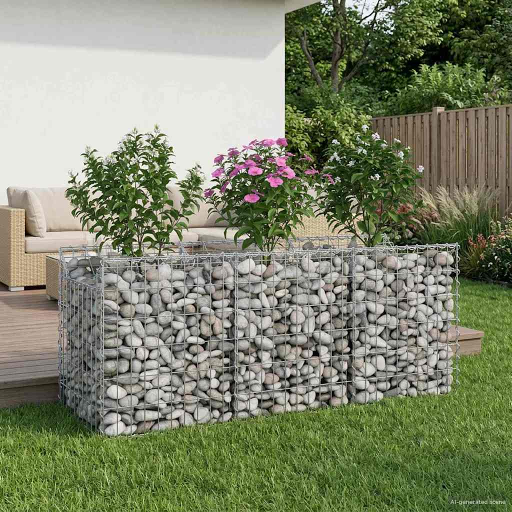 Gabionen-Hochbeet 2 pcs Silber