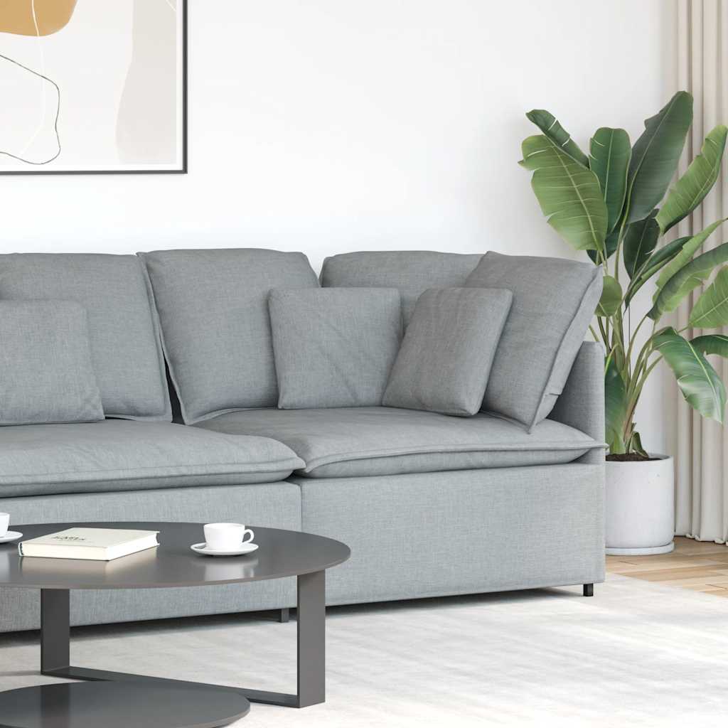 Modulares Sofa Endmodul mit Armlehne Kissen Hellgrau 100 cm