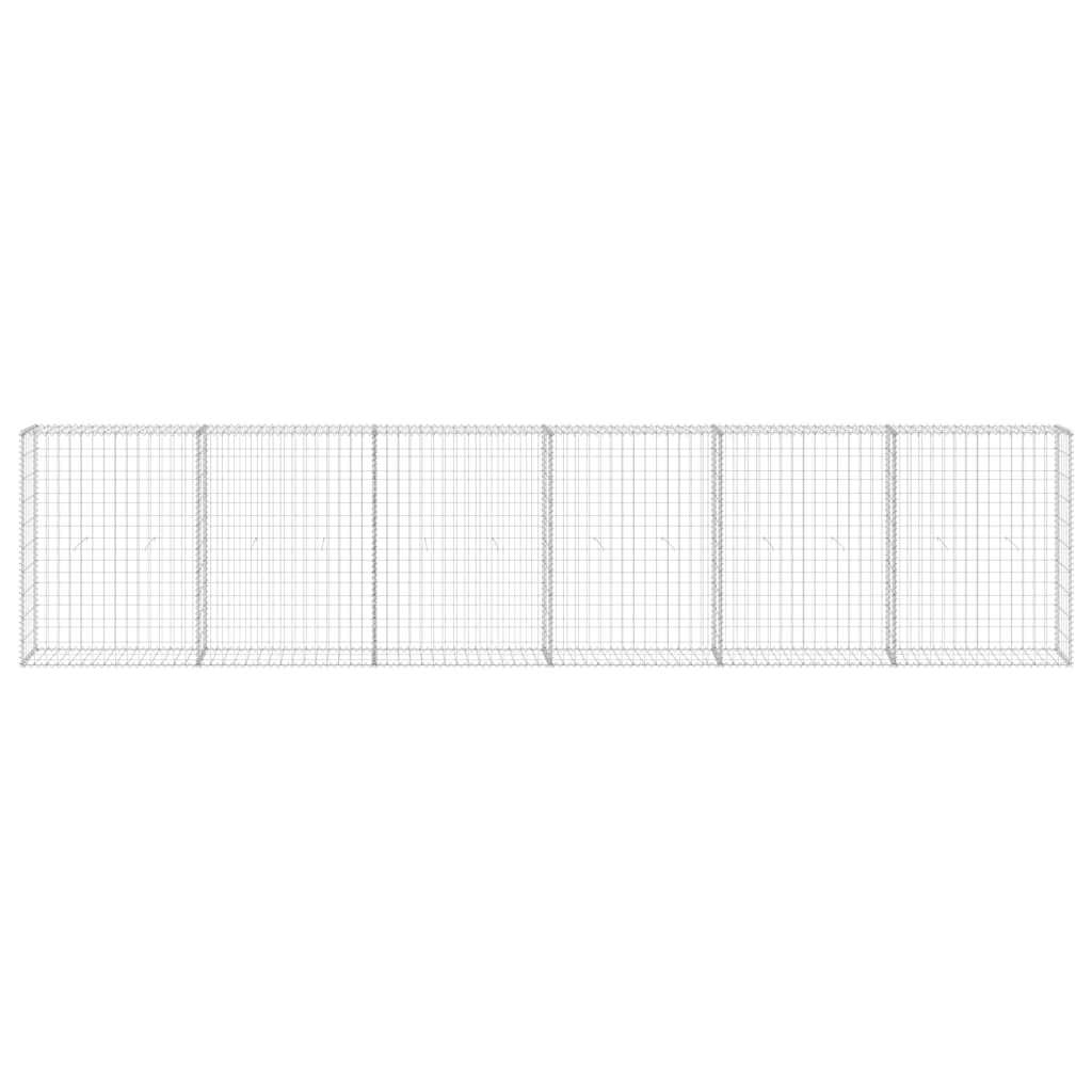 Gabionenwand mit Abdeckung Verzinkter Stahl 60x30x100 cm