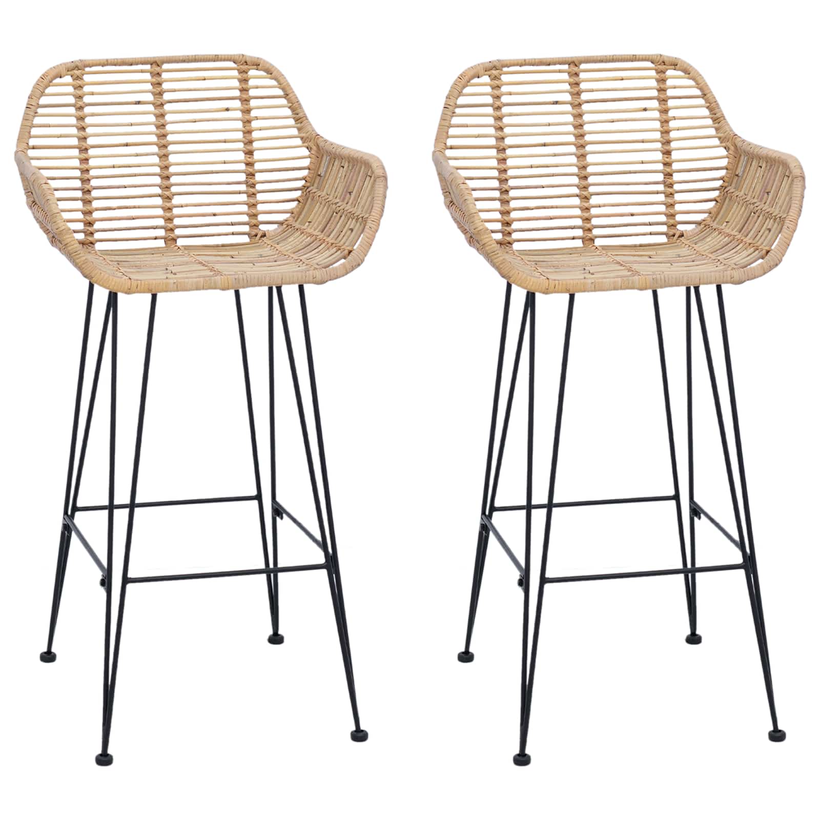 Barstuhl 2 pcs 55 x 52 x 92 cm Rattan und Eisen