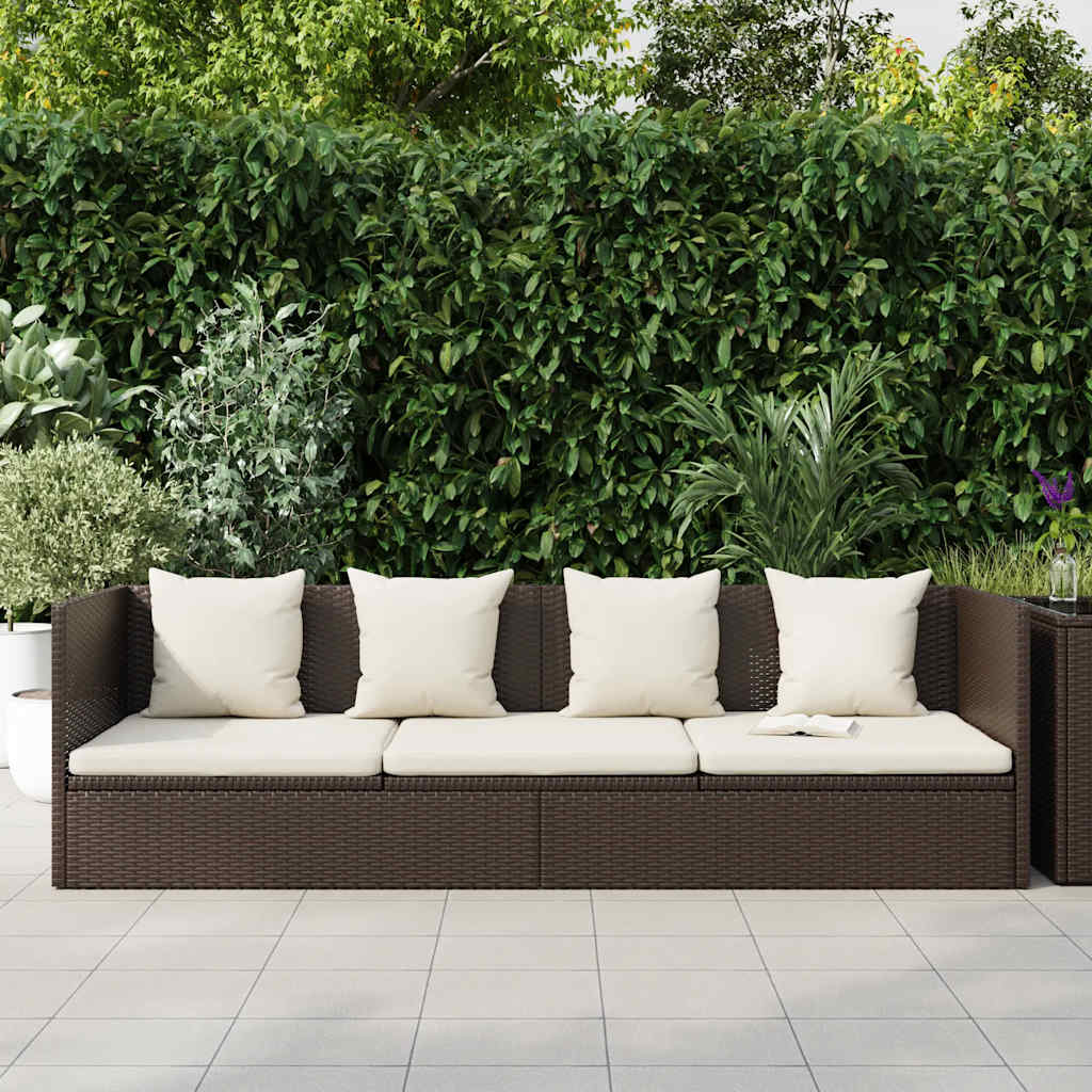 Garten-Sofabett 200x60 cm Poly Rattan Grau
