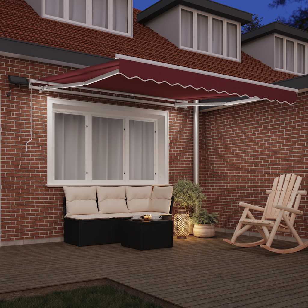 Markise Manuell Einziehbar mit LED 300x250 cm Blau und Weiß