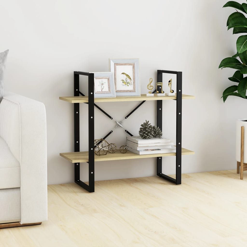 Bücherregal 2 Fächer Weiß 80x30x70 cm Holzwerkstoff