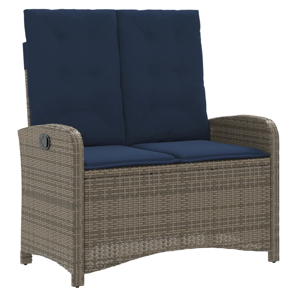 Gartenbank Verstellbar mit Kissen Braun Poly Rattan