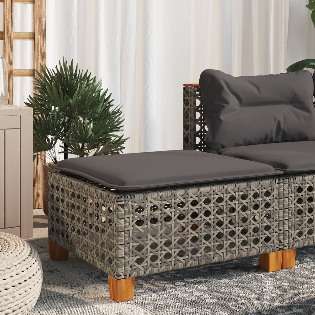 Gartenhocker mit Kissen Schwarz 63,5x56x32 cm Poly Rattan