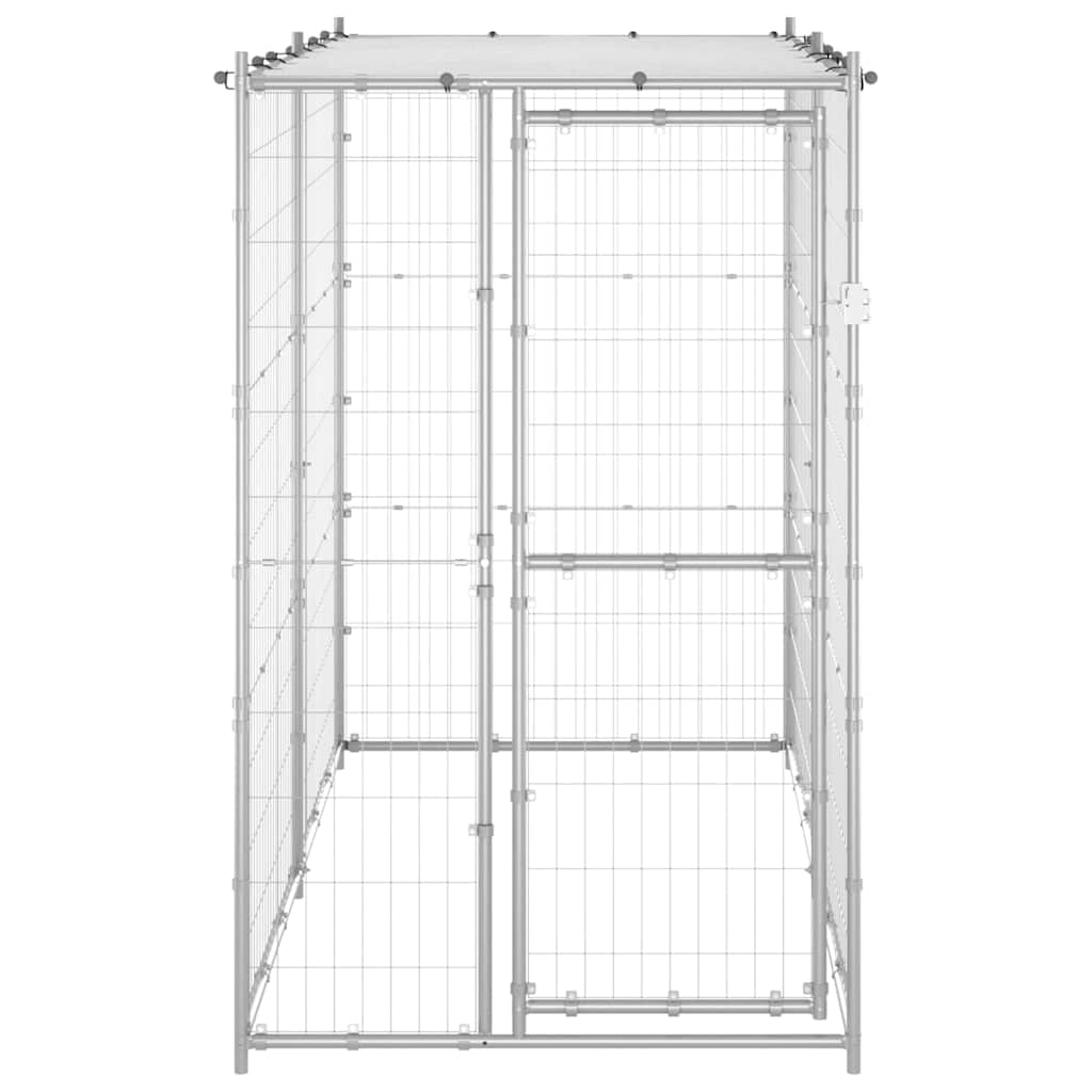 Outdoor-Hundezwinger Stahl mit Überdachung 110x220x180 cm