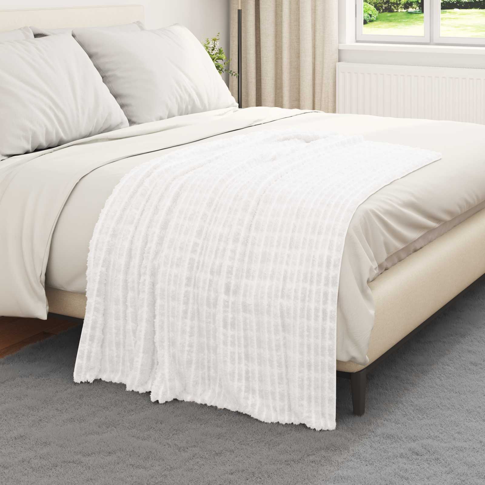 Überwurfdecke Beige 150 x 130 cm Fleece
