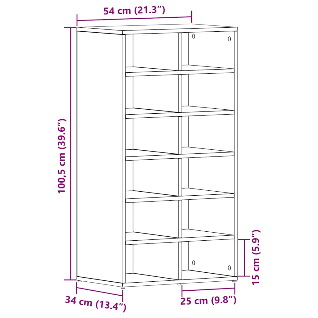 Schuhregal Weiß 54x34x100,5 cm Holzwerkstoff