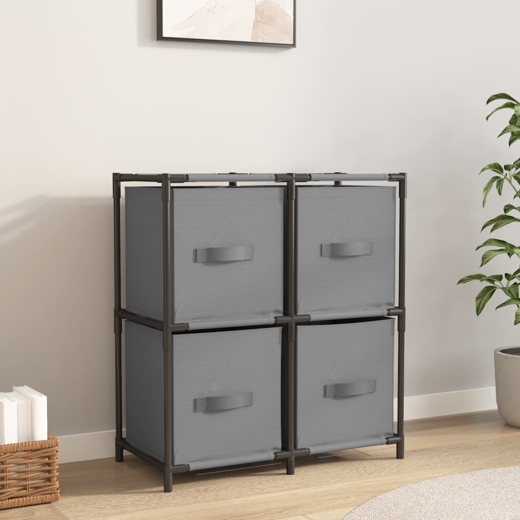 Lagerschrank mit 4 Stoffkörben Schwarz 63×30×71 cm Stahl