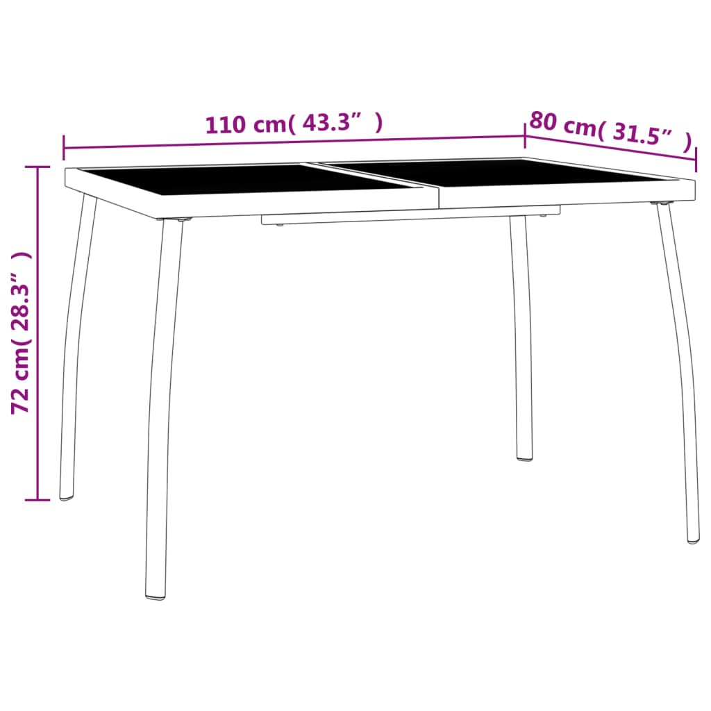 Gartentisch Anthrazit 100x100x72 cm Stahlgitter