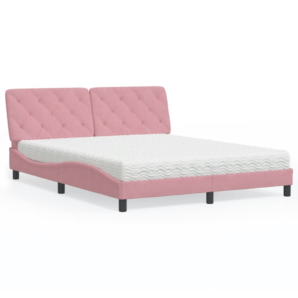 Bett mit Matratze Hellgrau 80x200 cm Samt