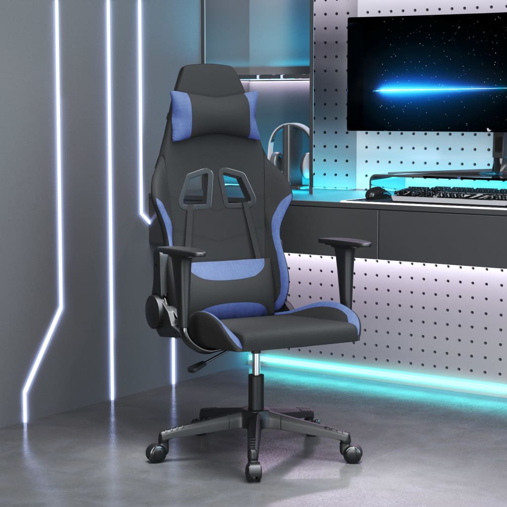 Gaming-Stuhl mit Massagefunktion Schwarz und Creme Stoff
