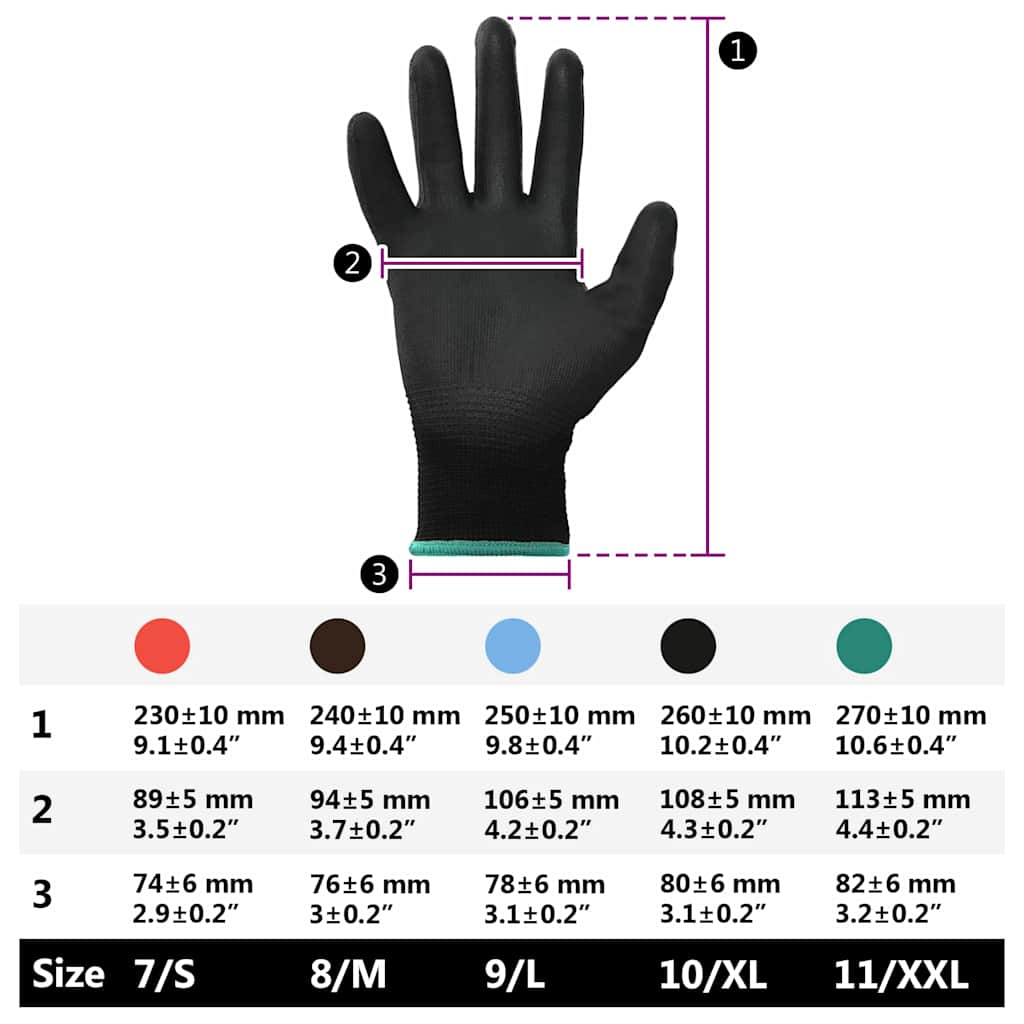 Arbeitshandschuhe 12 pcs Schwarz 7 / S Polyester