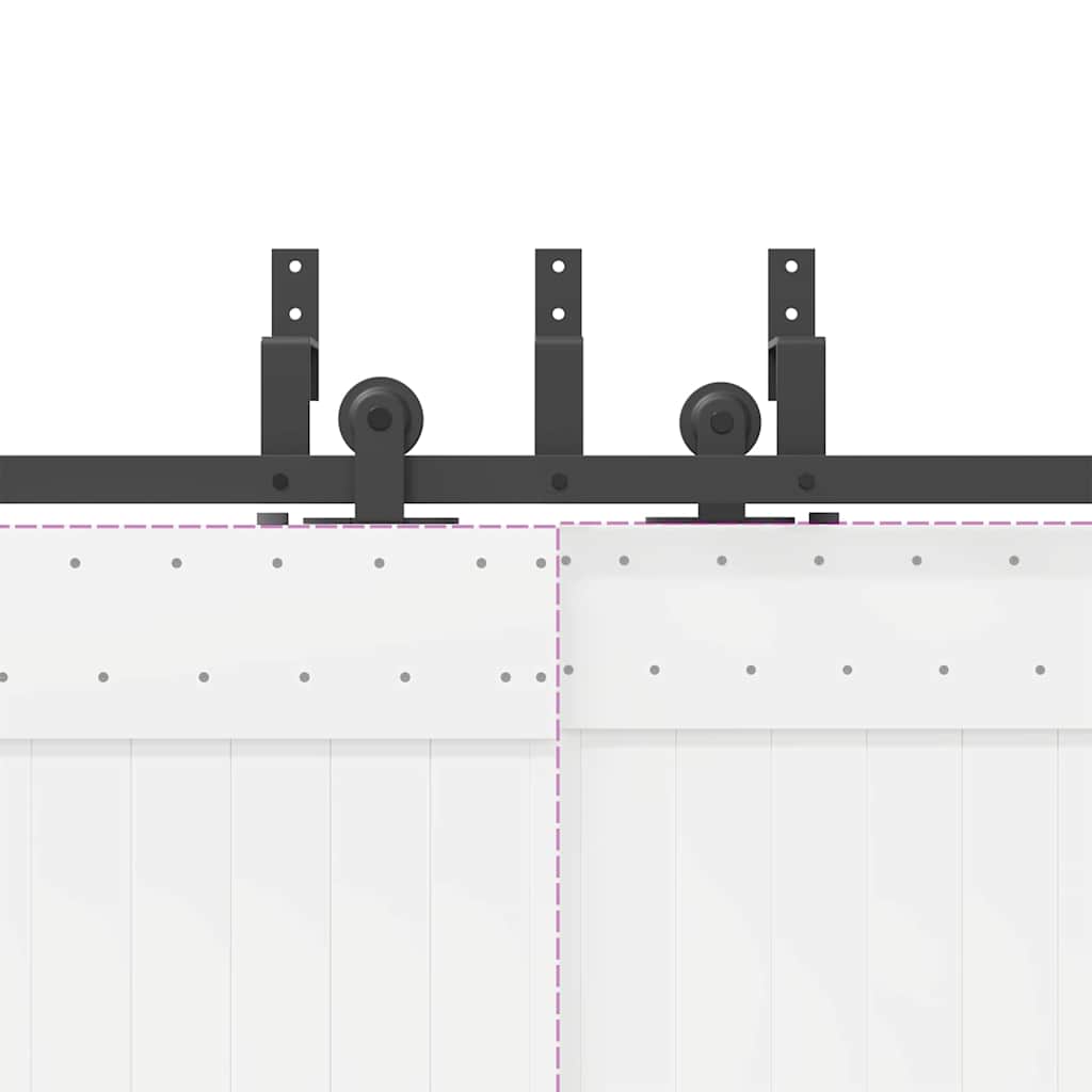 Schiebetürbeschlag-Set 152,5 cm Stahl Schwarz