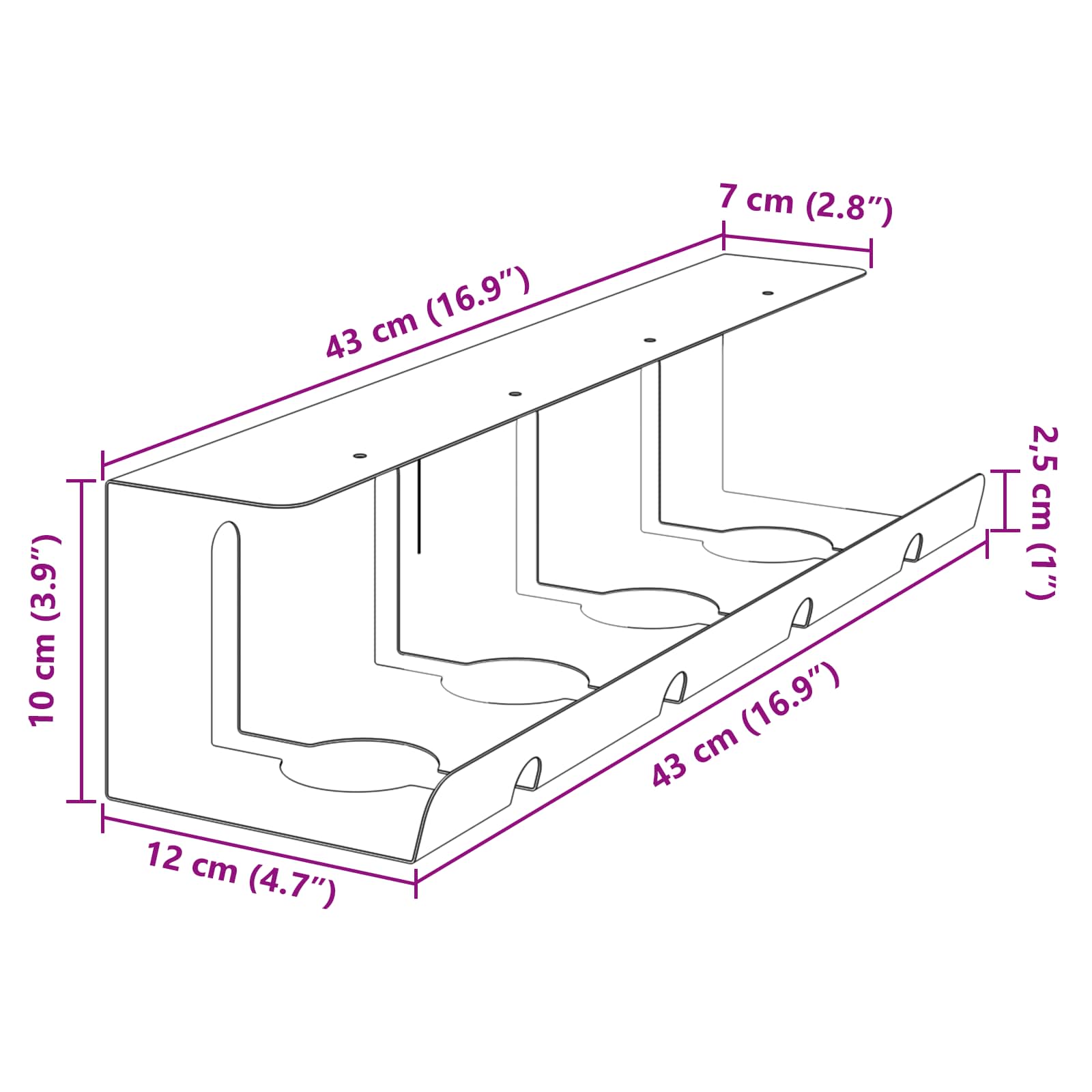 Unter dem Schreibtisch Kabelmanagement Tray 2 Stk. Anthrazit